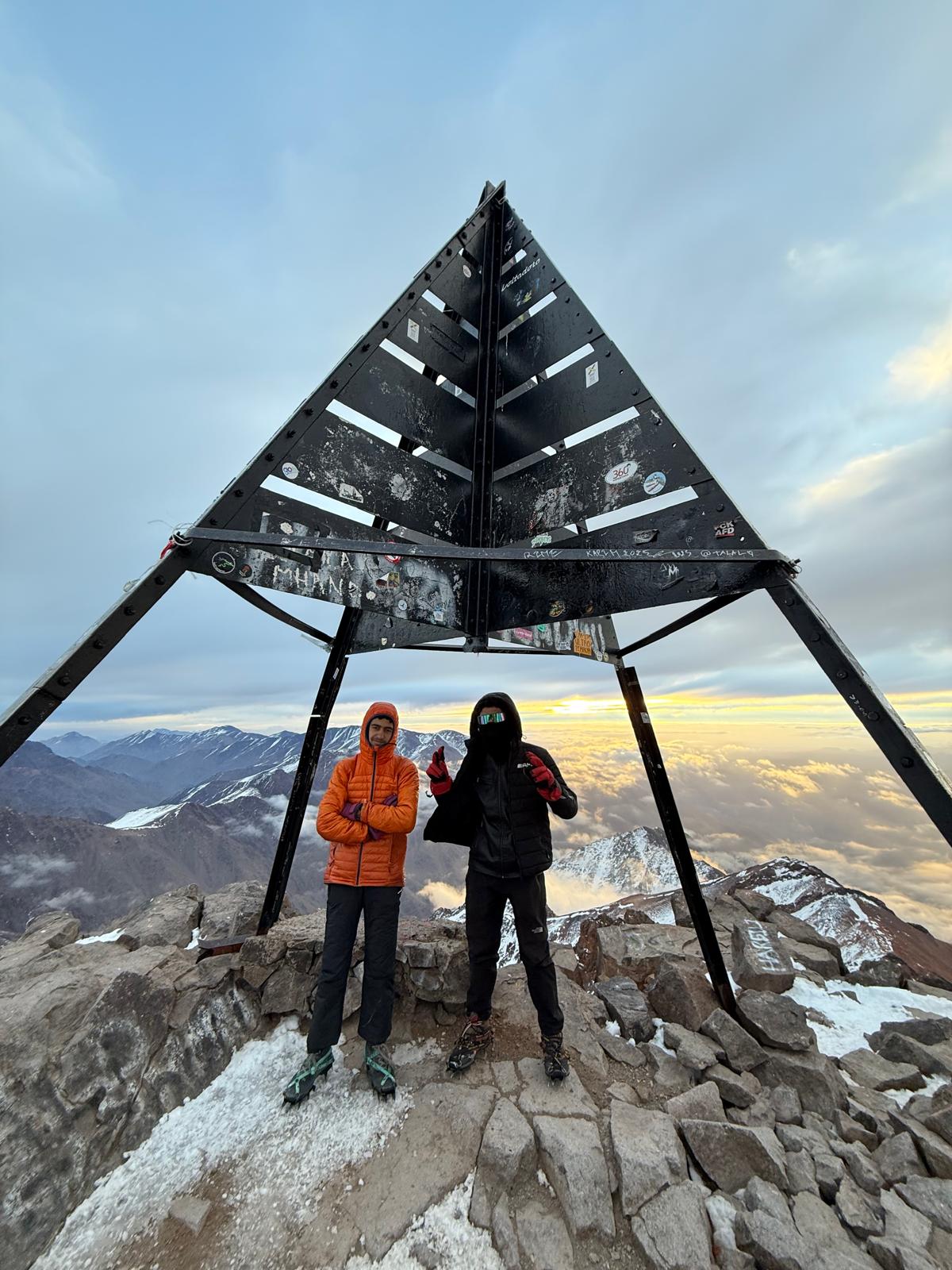 Trekking to Mount Toubkal and Ouankrim peaks in the Atlas Mountains of Morocco.